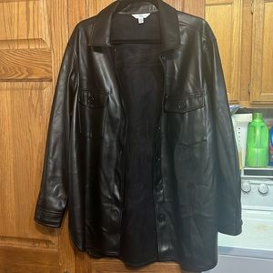 Time and Tru Women's Faux Leather Button Down Shacket, Xl. Like new